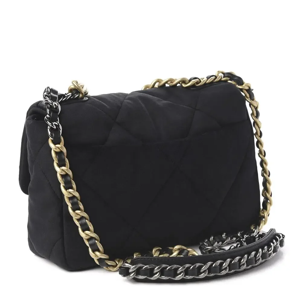 CHANEL 19 Medium Black Velvet Flap Shoulder Crossbody Bag Mixed Hardware